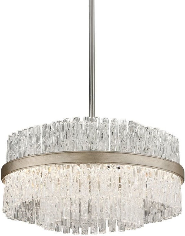 Chime 4-flammige Pendelleuchte Blattsilber Edelstahl poliert, Glas