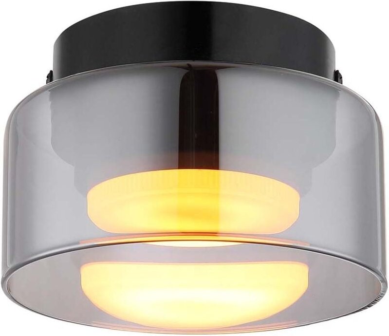 Globo Lighting - Deckenleuchte Deckenlampe Esszimmerlampe Rauchglas schwarz led d 13 cm