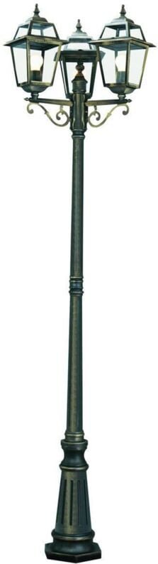 Searchlight New Orleans - 3 Licht Außenlaternenpfahl Schwarz, Gold IP44, E27