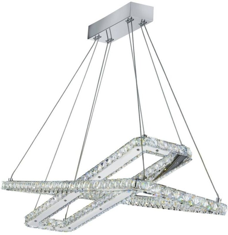 Clover - Integrierte LED-Deckenpendelleuchte Chrom mit Kristallen - Searchlight