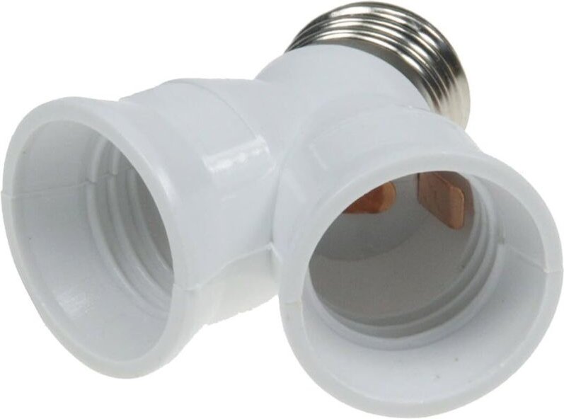 ChiliTec 2-fach Lampenfassung – Y-Adapter für E27-Glühbirnen – Schraubsockel – Lampenadapter – Mehrgewinde – Weiß