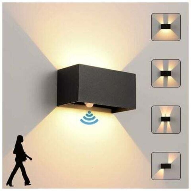 Wandleuchte Innen/Außen mit Bewegungsmelder, 24W LED Moderne Wandleuchte, Wasserdichte IP65 Wandbeleuchtung 3000K Warmwe...
