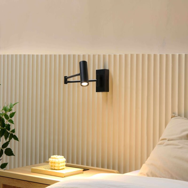 Schwarze LED-Wandleuchte verstellbare Leseleuchte Touch-Funktion - Rimio