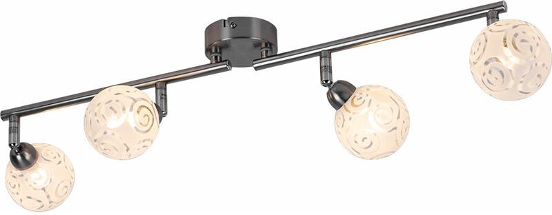 Etc-shop - Deckenlampe Deckenleuchte Spotleiste Leuchte Esszimmerlampe Wohnzimmer, 4 flammig Spots beweglich, Glas Chrom...