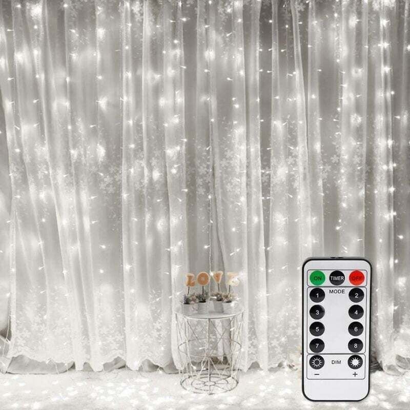 Lichterkette für Fenster, 300 LEDs, 3 m x 3 m, 8 Beleuchtungsmodi, Ambientebeleuchtung für Weihnachten, Hochzeiten, Gebu...