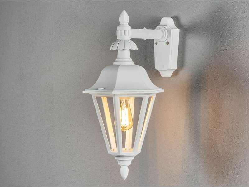 Meinewunschleuchte - Große led Außenwandleuchte Laterne hängend, Alu Weiß, Höhe 54cm