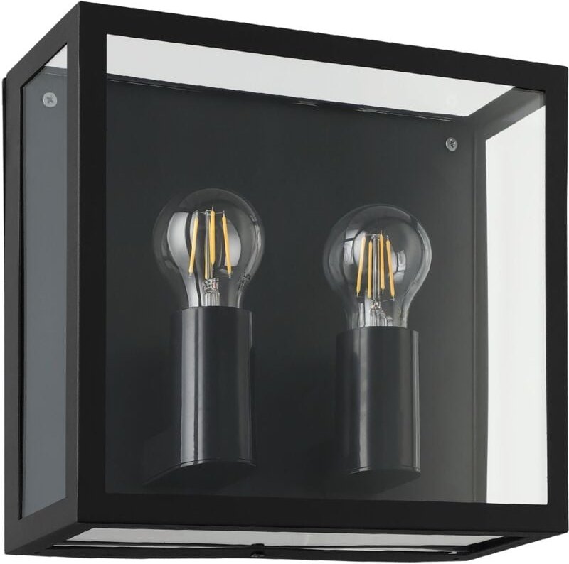 Thumbnail - Eglo - Wandleuchte außen Alamonte 1, 2-flammige Vintage Außenleuchte, Outdoor-Wandlampe aus schwarzem Metall und transpa...