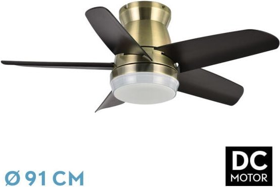 Abrila - Ventilator dc neutron Lederfarbe mit fünf Flügeln in schwarzer Farbe mit 6 einstellbaren Geschwindigkeiten mit ...