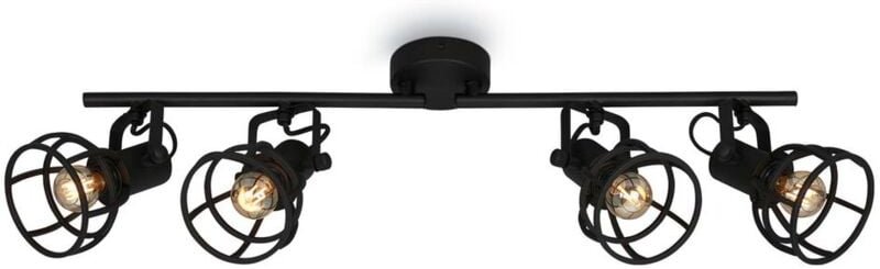 Brilo - Deckenleuchte retro verstellbar Gitterschirm 4xE14 25W Stahl Schwarz ner