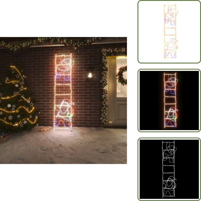 LED-Silhouette Weihnachtsmann auf Leiter 552 LEDs 50x200 cm - Weihnachtliche Beleuchtung - Weihnachtsdeko - Lichterkette...