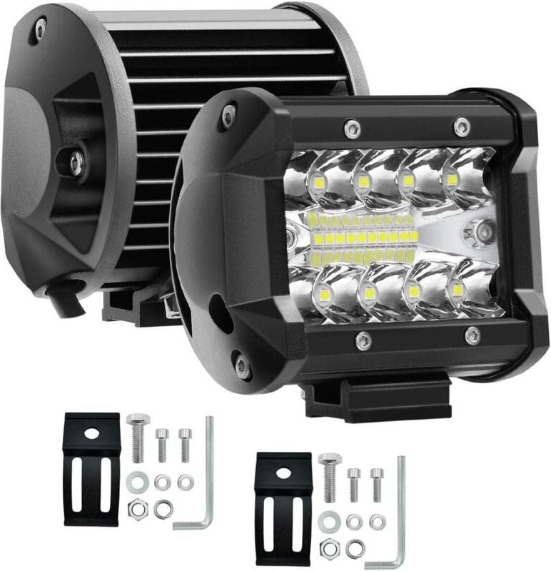 2 Stück 10,8 cm 60 W dreireihige LED-Lichtleiste, LED-Arbeitslichtleiste, Spot-Flutlicht-Kombistrahl, DC 12 V-24 V, 6000...