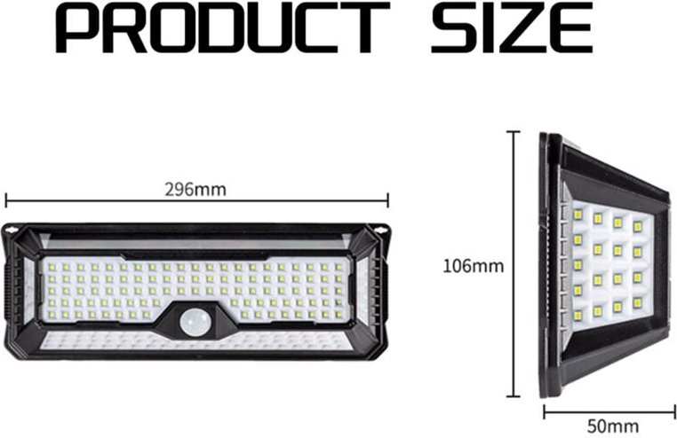 Solar-Außenleuchten, 4000LM 202 LED-Außenleuchte mit Bewegungssensor, IP65 Wasserdichte Solar-Außenleuchten 4 Weitwinkel