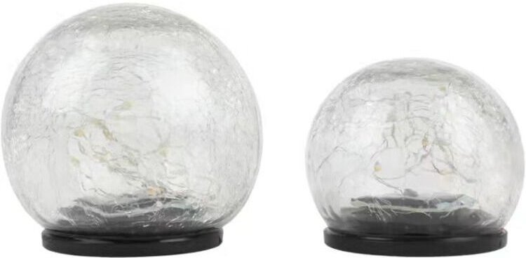 Set aus Solar-Gartenkugelleuchten aus Glas, warmweiße Solarlampe
