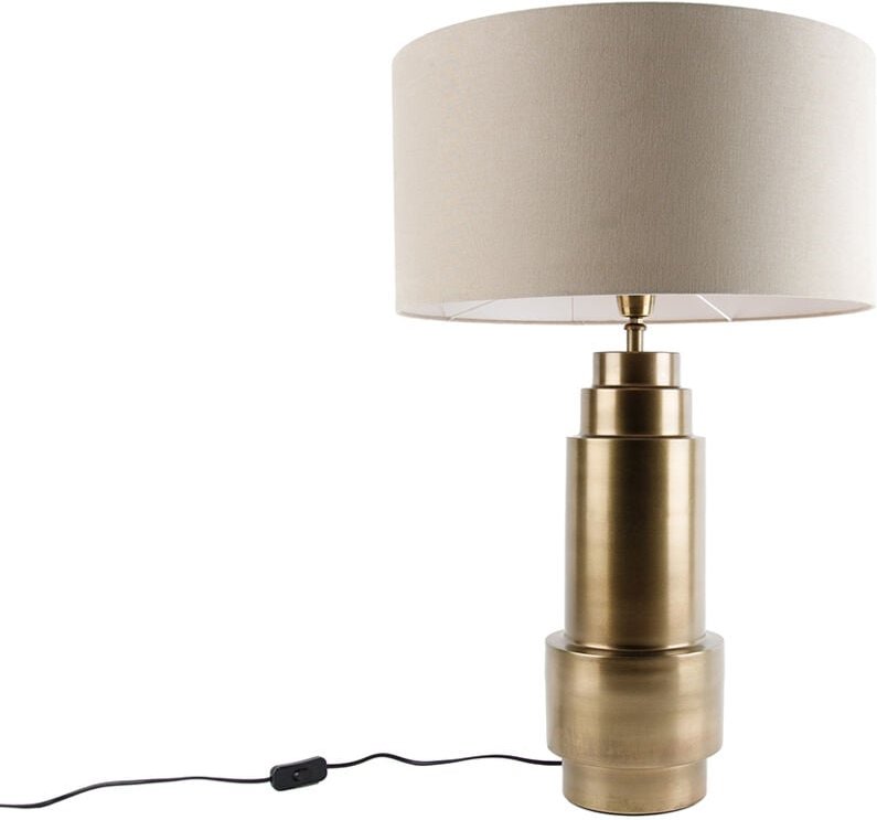 Tischleuchte Bronze Stoffschirm hellbraun 50 cm - Bruut