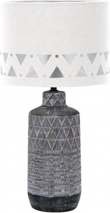 Mos Keramik Tischlampe 1xe27 Zink weiß Lampenschirm 42,5x24x24 cm