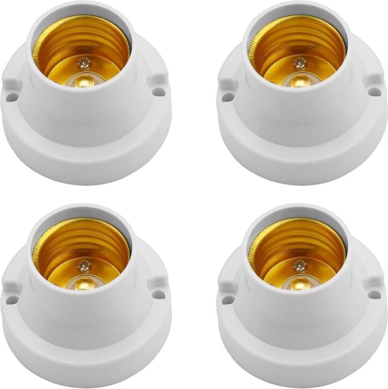 Set mit 4 universellen E27-Lampenfassungen, Adapter für LED-Lampen, Schraubsockel, Weiß