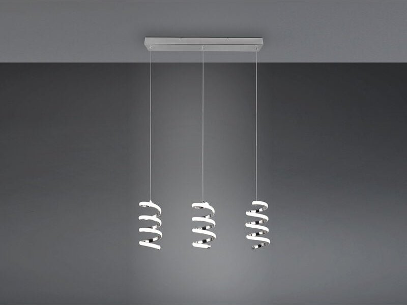 Reality Leuchten - led Pendelleuchte laola in 3 Stufen dimmbar Silber Chrom, Breite 62cm