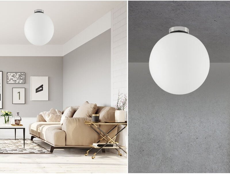 Meinewunschleuchte - Kleine led Deckenleuchte 1 flammig Glaskugel Weiß satiniert, ø 15cm