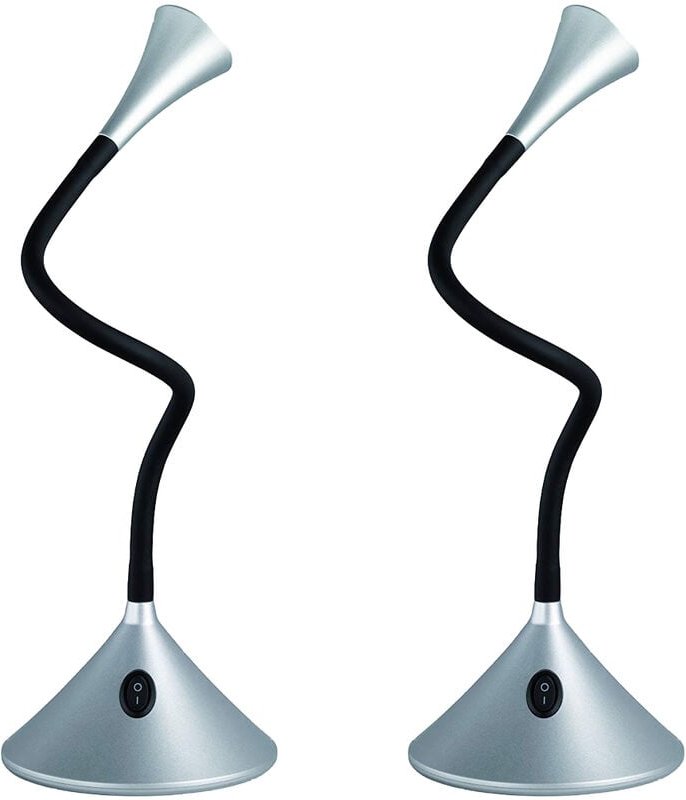Reality Leuchten - Flexible led Schreibtischleuchten 2er set in Silber auch Wandmontage möglich