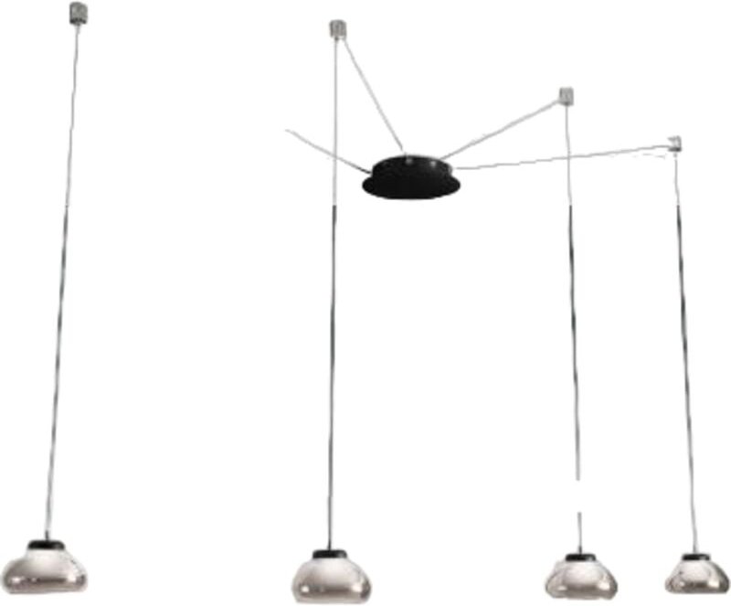 Thumbnail - Arabella LED-Hängeleuchter aus Metall und geblasenem Rauchglas 3547-49-126 Fabas Luce