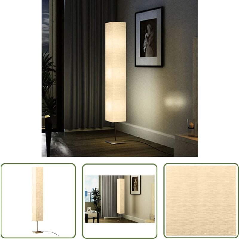 The Living Store - Standleuchte mit Stahlständer 170 cm Beige - Stehlampe - Reispapierlampe - Wohnzimmerlampe - Schlafzi...