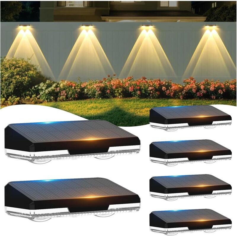 Solar Wandleuchte Aussen mit Superheller Linse & 3 Modi, Solarlampen für außen Wand IP65 Wasserdichte für Garten, Zaun, ...