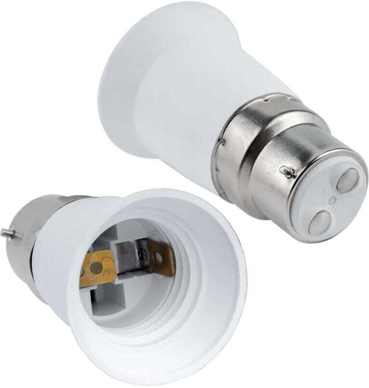 B22 auf E27 Sockeladapter, B22 Bajonett auf E27 Schraubsockel Konverter, 0-250V, für E27 Glühbirnen, LED-Birnen, Glühlam...