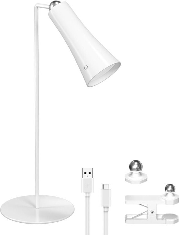 4-in-1 magnetische LED-Schreibtischlampe, kabellos über USB wiederaufladbar, 3 Farbmodi und dimmbar, 360° verstellbar zu...