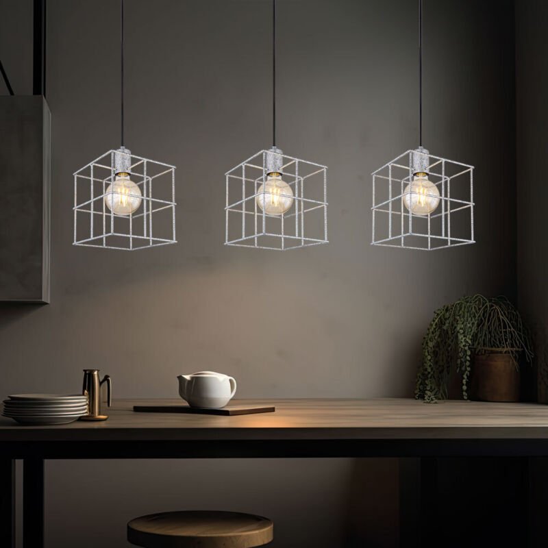 Hängeleuchte Wohnzimmerleuchte Pendellampe Esszimmerlampe Küchenleuchte, 3 Flammig höhenverstellbar, Metall zink, E27, L...