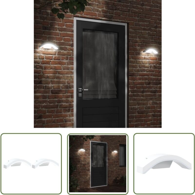 Thumbnail - LED-Außenwandleuchten 2 Stk. Weiß Aluminiumdruckguss - LED-Beleuchtung - Gartenbeleuchtung - Wandleuchte - Außeleuchte -...