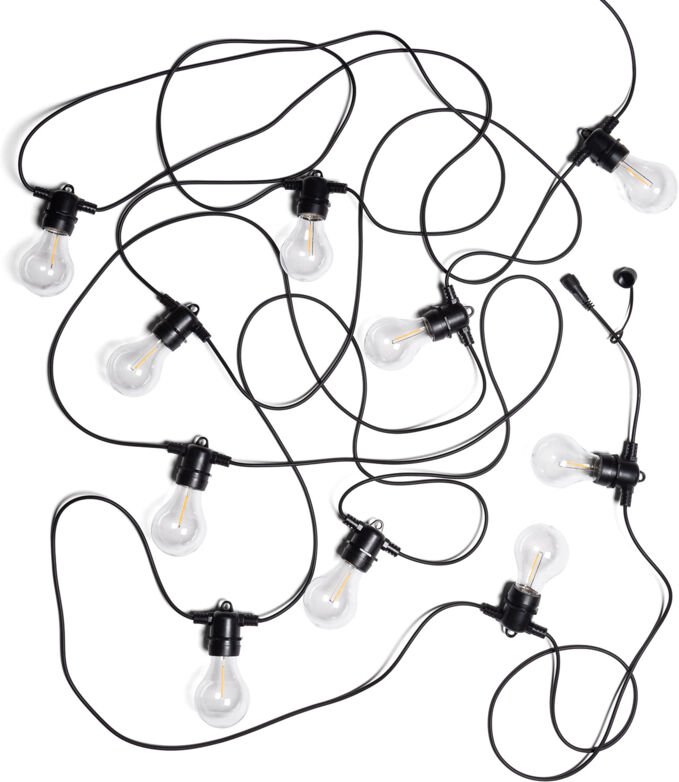 Ledkia - Set Lichterkette Außen 10m Schwarz + 10 led Glühbirnen Filament E27 24V Schwarz