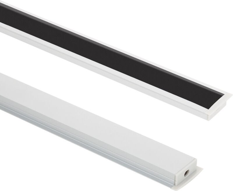 Ledkia - Aluminiumprofil Einbau für led Streifen bis 18 mm mit durchgehender Abdeckung Aluminium 6 m Schwarz transluzent