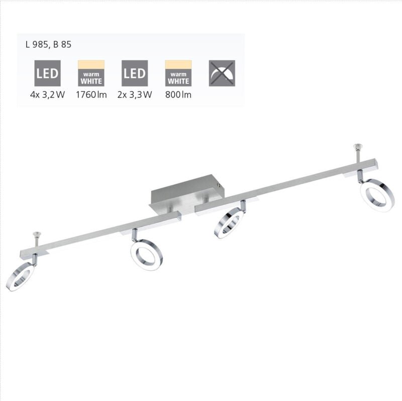 4er led Spot Cardillio 1 alu-chrom 98,5 x 8,5 cm warmweiß Deckenleuchte - Eglo