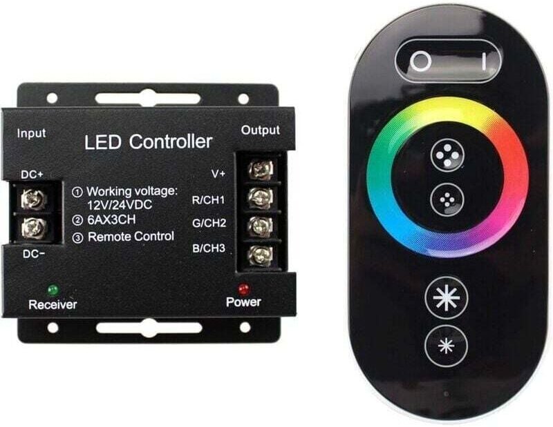 Vtizikl Variateur tactile LED RGB 12 V - 24 V - Interrupteur pour variateur d'intensité pour bandes lumineuses LED