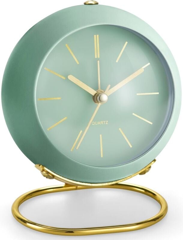 Ersandy - Nicht tickender analoger Retro-Wecker, mit Nachtlicht, leiser, einfacher Bedienung und lautem Alarm, Geschenk ...