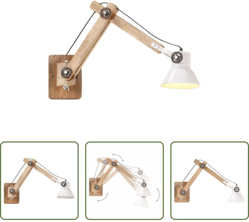 vidaXL Leselampe Industriestil - Wandleuchte Industrie-Stil Weiß Rund E27