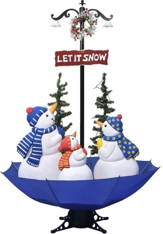 Vidaxl - Weihnachtsbaum mit Schnee und Schirm-Fuß Blau 170 cm pvc