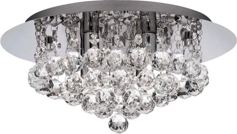 Searchlight - Deckenleuchte Kristall Wohnzimmer Deckenlampe modern silber, Chrom rund, 4 Flammig 4x G9, DxH 35x17,5 cm