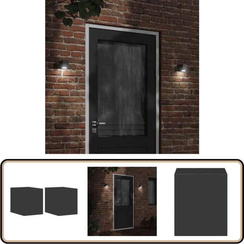 Außenwandleuchten 2 Stk. Schwarz Aluminiumdruckguss - Außenwandleuchte - led Wandleuchte - Gartenleuchte - Gartenbeleuch...