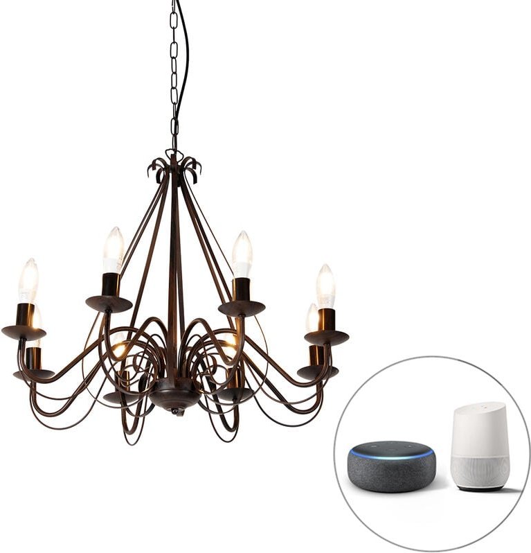 Smart Kronleuchter Rostbraun 8 Lichter inkl. Wifi B35 - Giuseppe