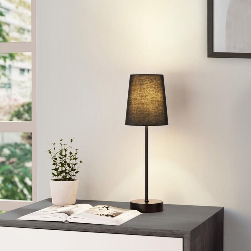 HOME DELUXE Tischlampe VANA - Schwarz Tischlampe, klassische Tischlampe, schwarze Lampe