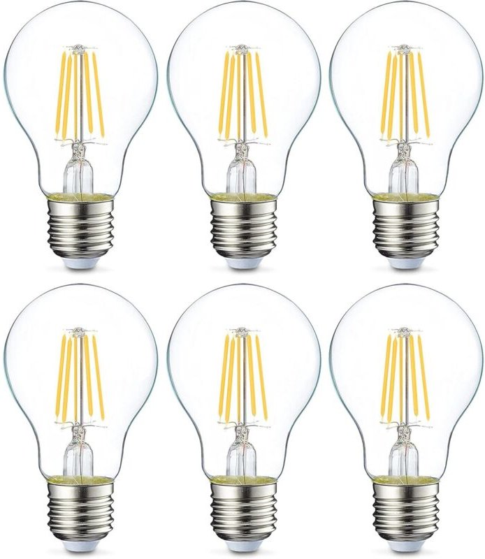 6er-Pack LED-Lampen, Edison-Schraubsockel E27, 4 W (entspricht 40 W), transparenter Glühfaden, nicht dimmbar