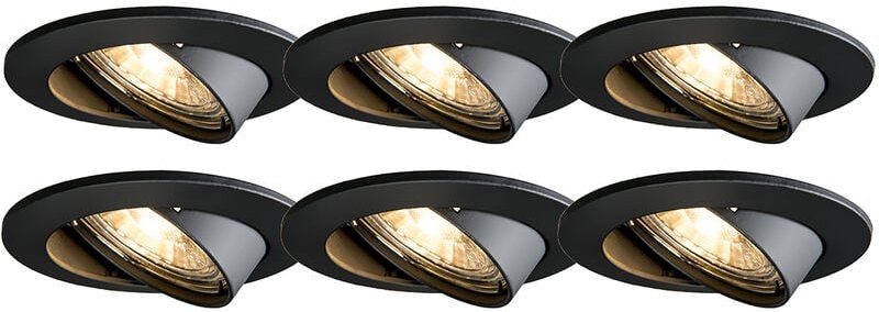 6er Set moderne Einbaustrahler schwarz schwenkbar - Edu