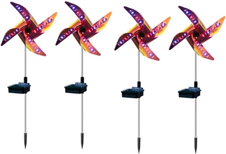 Thumbnail - 4 Stück Solar-Windmühlenlicht, Gartendekoration, 32 LED-Lichter, Gartenlandschaftslichter, Wasserdichtes Nachtlicht