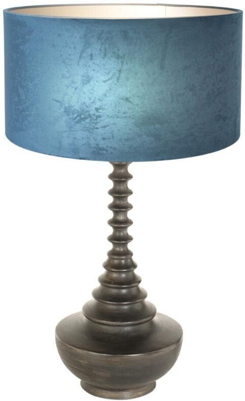 Anne Lighting - tischlampe - Bois - schwarz - holz veloursstoff -