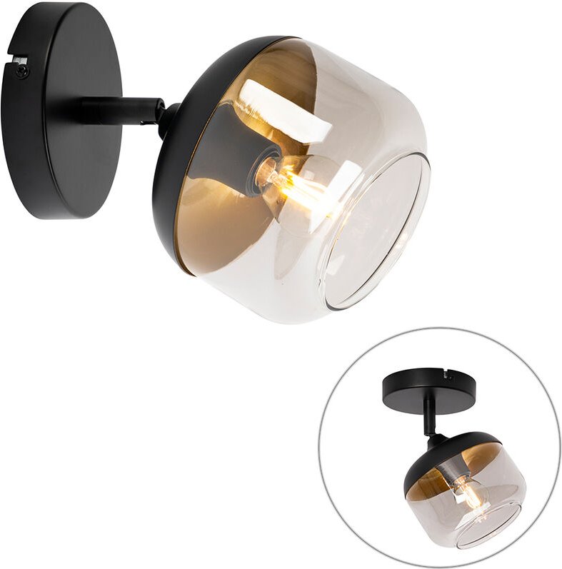Design-Spot schwarz mit Gold und Rauchglas – Kyan