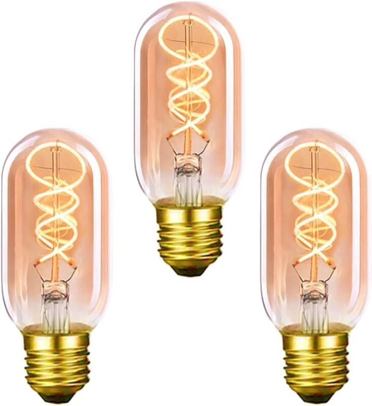 Vintage Edison E27 T45 4W LED-Glühbirne, Antik-Warmweiß, 3 Stück