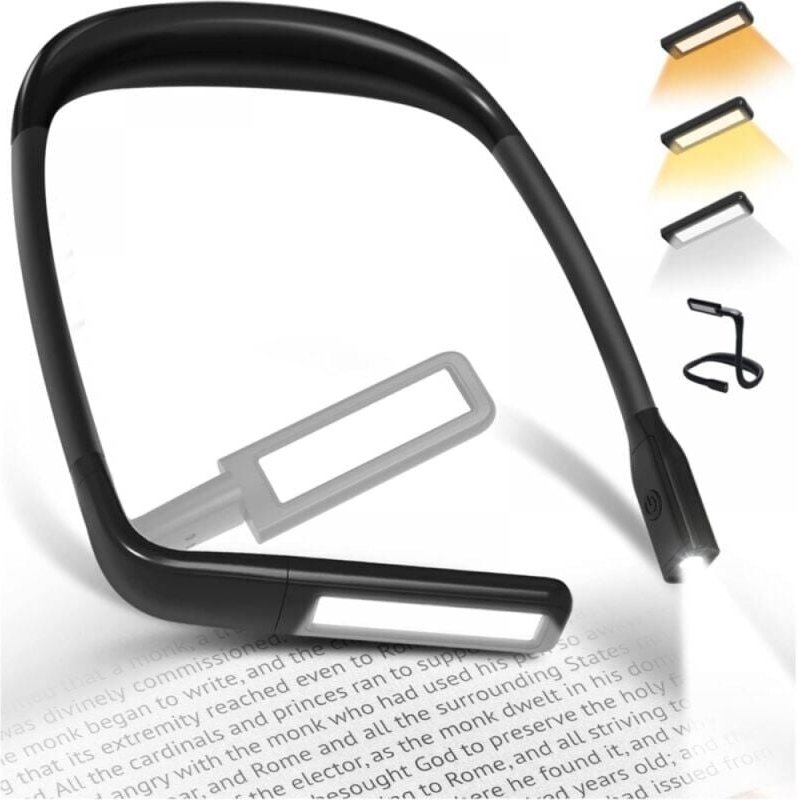 Wiederaufladbare Nackenleselampe, 3 Farben, flexibel, LED, ideal für Bett, Stricken, Nähen, Camping und Reparaturen