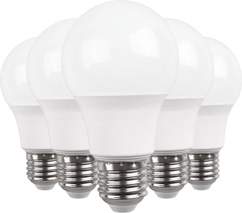 O91 - 5er-Pack Standard-LED-Lampen E27, 9 w, entspricht 60 w, 806 lm, 3000 k, 15000 h, First Leader