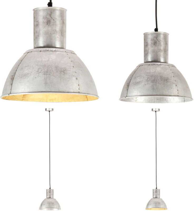 Hängelampe 25 W Silbern Rund 28,5 cm E27 - Industriestil - Wohnzimmerleuchte